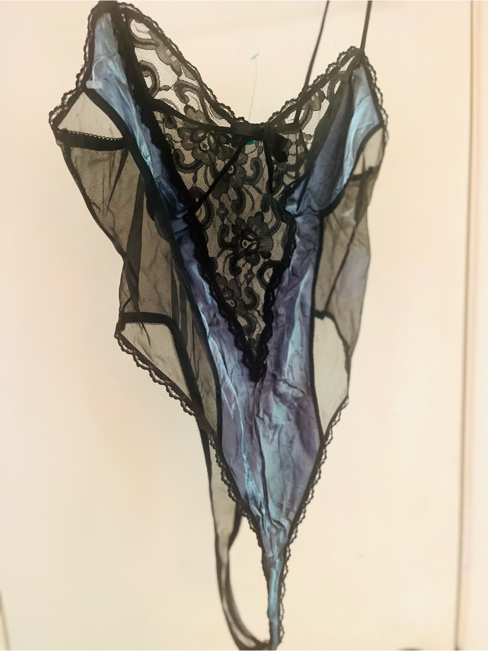 VTG Hand Dyed Silk Lace Fairygoth Boudoir Vixen Festival Black Lingere Teddy M